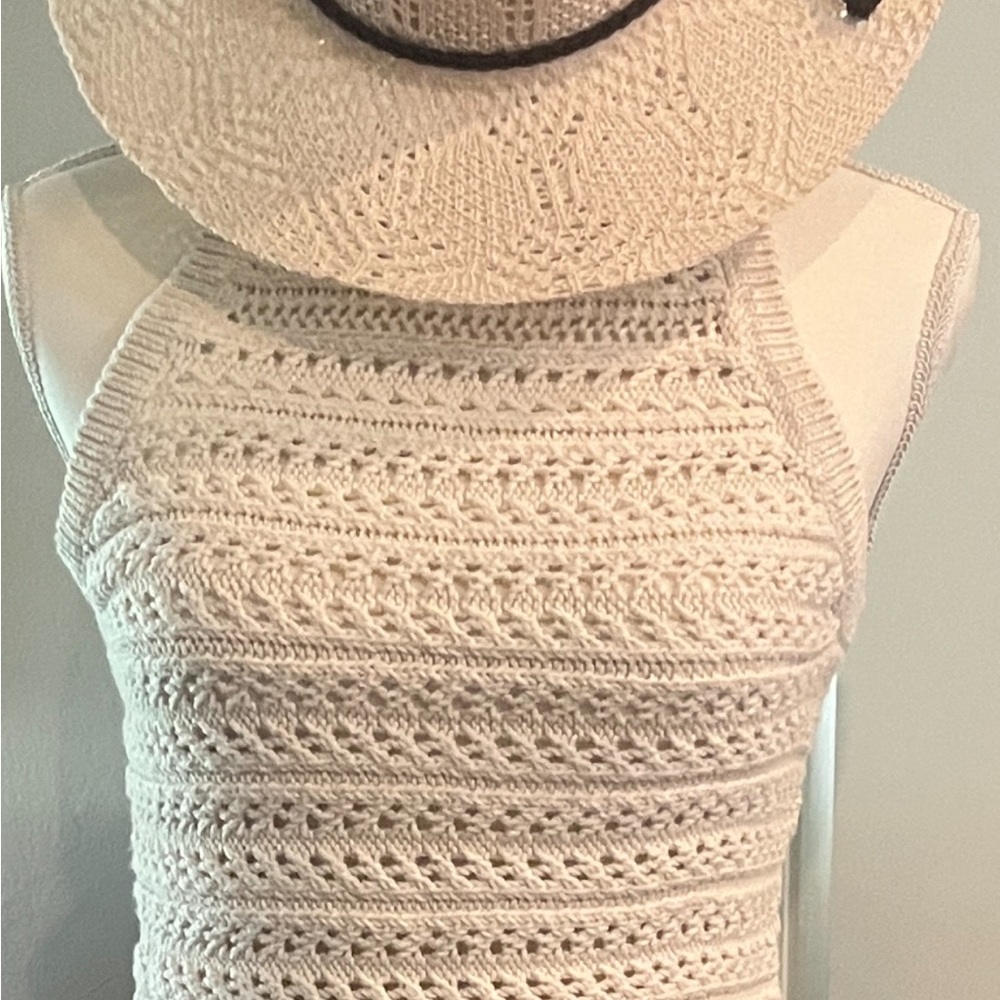 Banana Republic Cream Ribbed Cropped Tank Top
